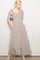 Light Taupe Floral Smocked Lace Trim Wide Leg Jumpsuit