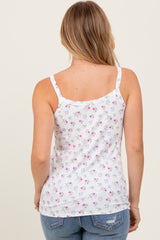 Lavender Floral Ribbed Tank Top