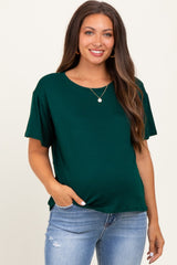 Hunter Green Relaxed Fit Short Sleeve Maternity Tee