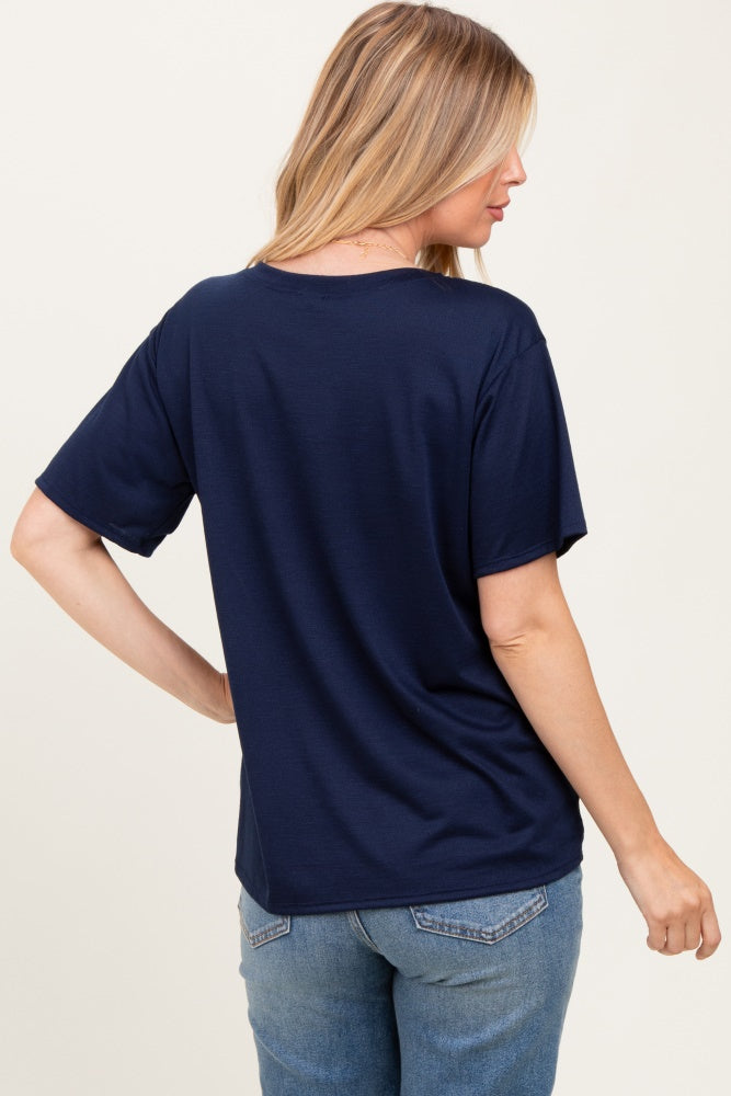 Navy Relaxed Fit Short Sleeve Maternity Tee