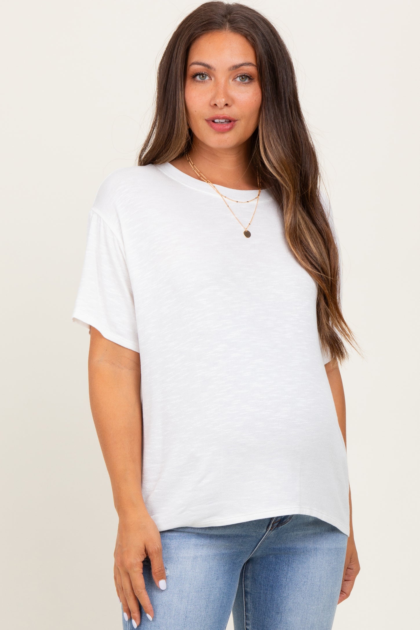 Ivory Relaxed Fit Short Sleeve Maternity Tee
