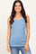 Blue Ribbed Contrast Stitch Tank Top