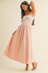 Mauve Striped Tube Knit Maternity Maxi Dress