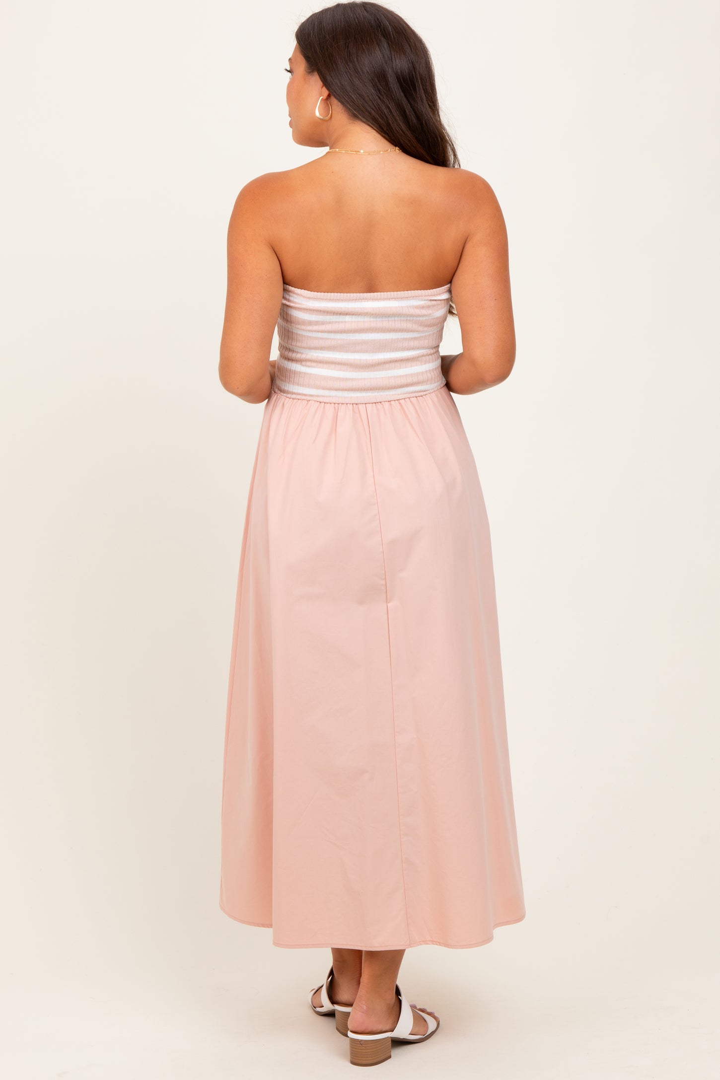 Mauve Striped Tube Knit Maternity Maxi Dress