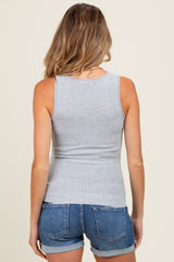 Heather Grey Ribbed Knit Maternity Tank Top