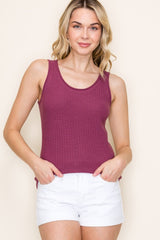 Plum Ribbed Knit Tank Top