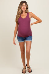 Plum Ribbed Knit Maternity Tank Top