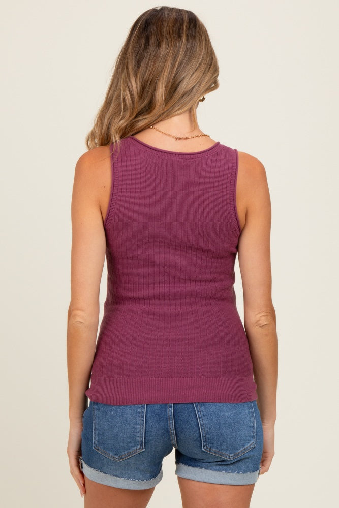Plum Ribbed Knit Maternity Tank Top