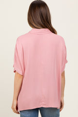 Light Pink Dolman Sleeve Button Down Maternity Blouse