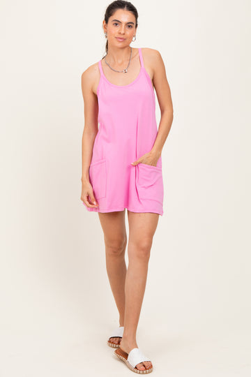 Pink Racerback Romper Dress