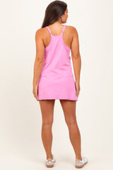 Pink Racerback Maternity Romper Dress