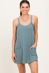 Light Olive Racerback Romper Dress