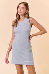 Heather Grey Contrast Stitch Sleeveless Maternity Mini Dress