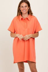 Peach Maternity Mini Polo Dress