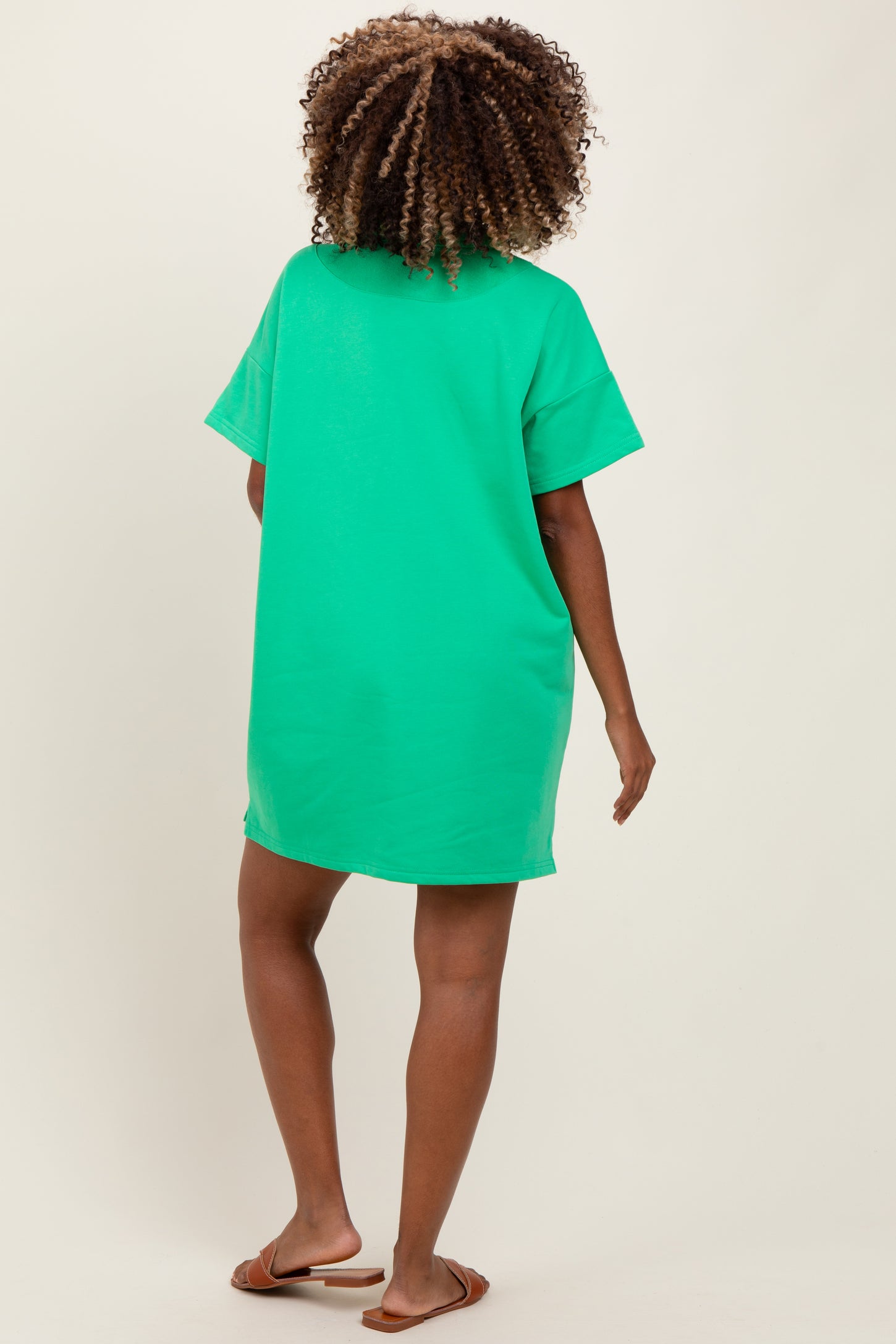 Green Maternity Mini Polo Dress