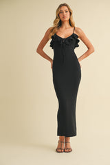 Black Sleeveless Knit Mermaid Maternity Maxi Dress