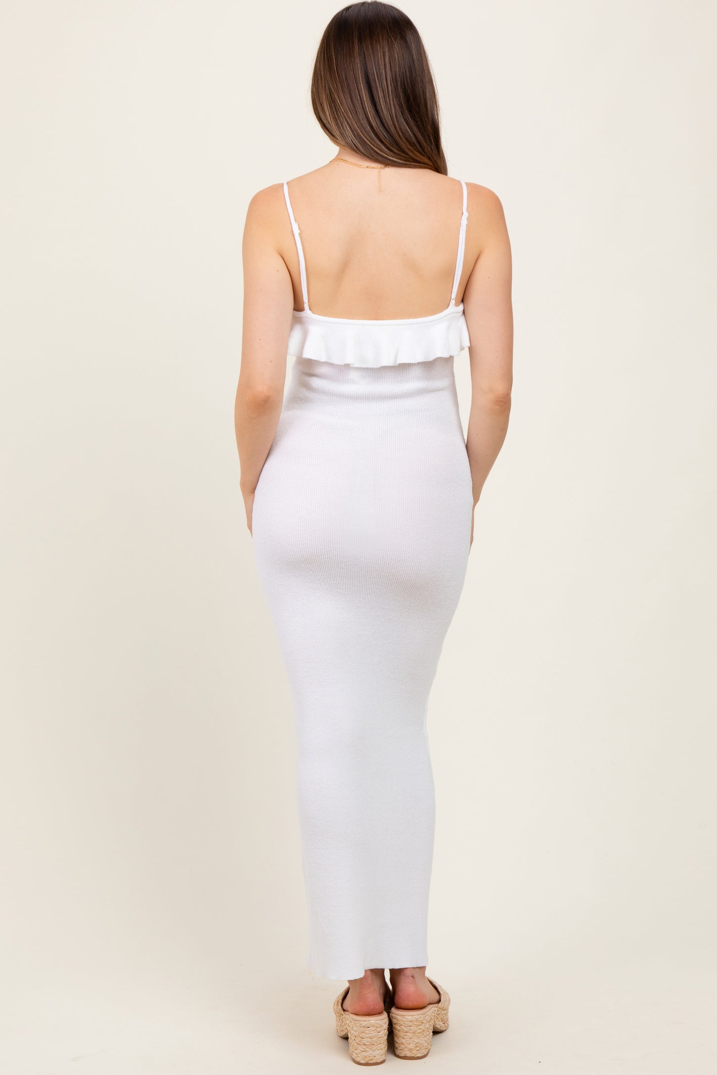 Ivory Sleeveless Knit Mermaid Maternity Maxi Dress