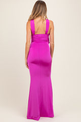 Violet Twist Front Ruched Maternity Maxi Dress