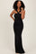 Black Twist Front Ruched Maxi Dress