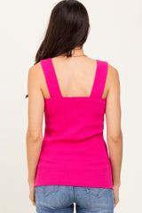 Fuchsia Square Neck Smocked Sleeveless Top