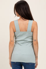 Sage Square Neck Smocked Sleeveless Maternity Top