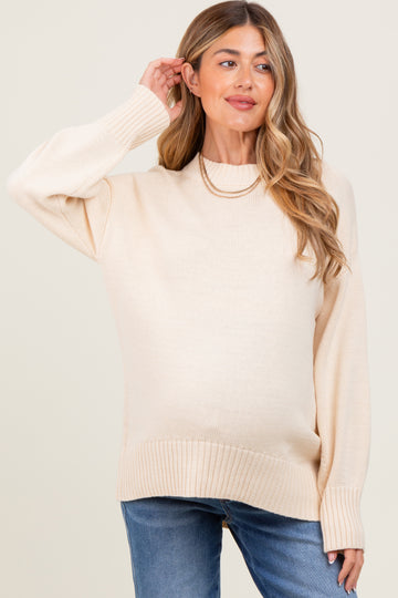Cream Drop Shoulder Oversized Maternity Sweater