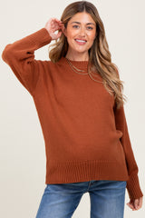 Rust Drop Shoulder Oversized Maternity Sweater