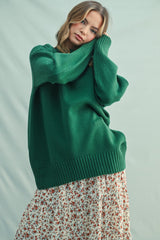 Green Drop Shoulder Oversized Maternity Sweater