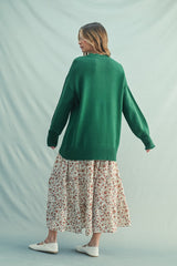 Green Drop Shoulder Oversized Sweater