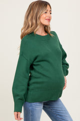 Green Drop Shoulder Oversized Maternity Sweater