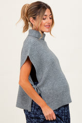 Heather Grey Turtleneck Maternity Sweater Vest