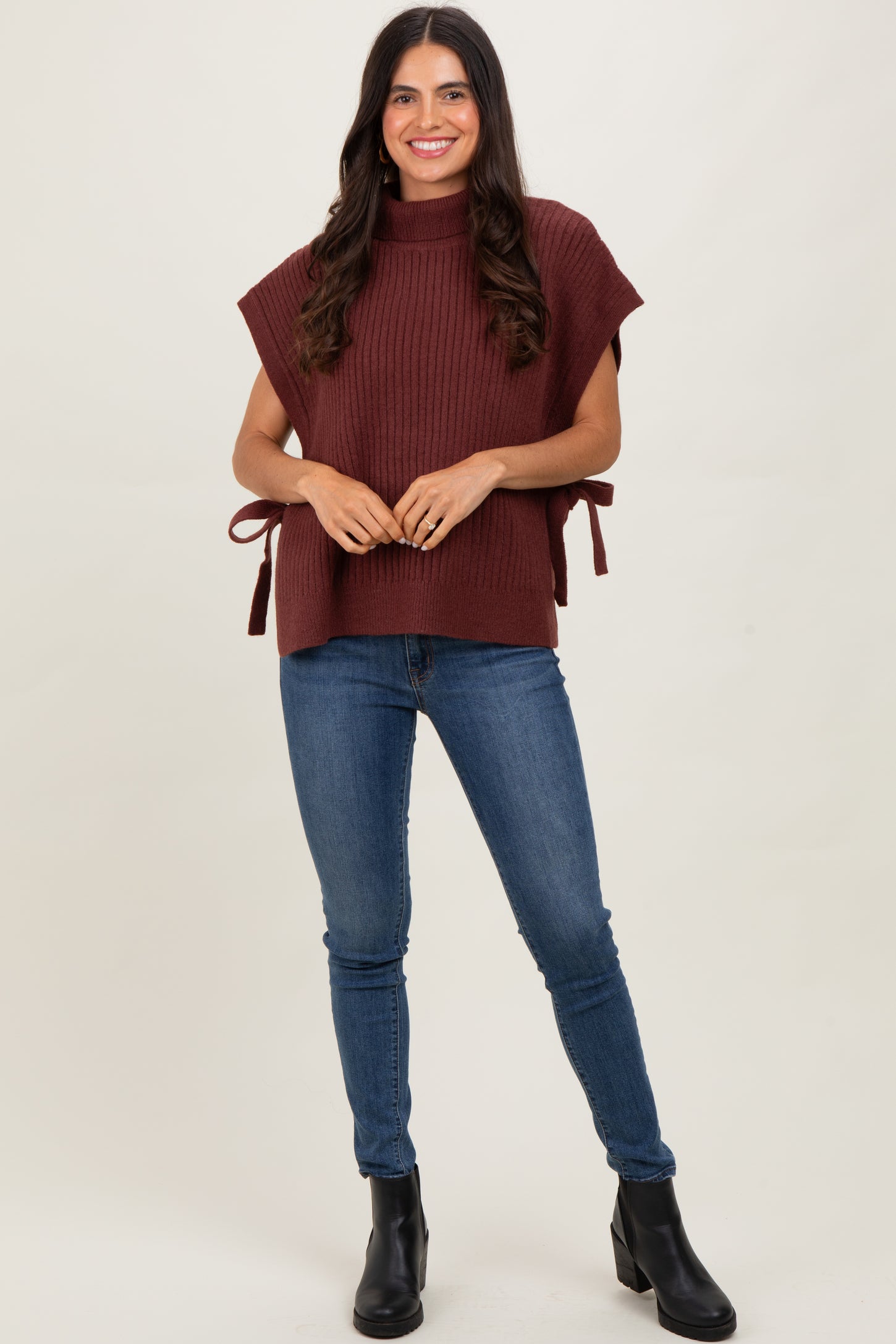 Burgundy Turtleneck Sweater Vest