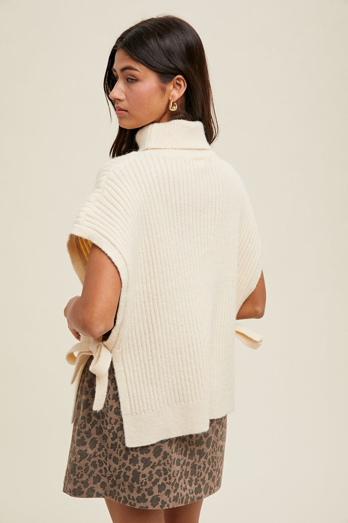 Cream Turtleneck Sweater Vest