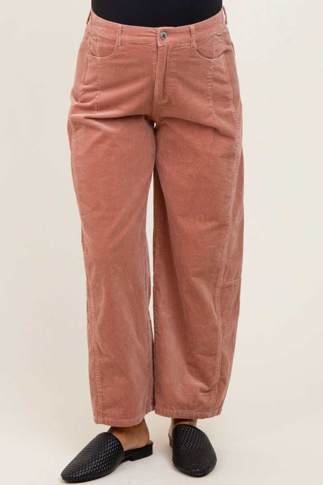 Mauve Corduroy Wide Leg Maternity Pants