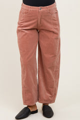 Mauve Corduroy Wide Leg Maternity Pants