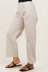 Beige Corduroy Wide Leg Pants