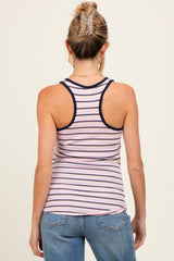 Light Pink Striped Button Front Maternity Tank Top