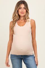 Peach Knit Scalloped Detail Maternity Tank Top