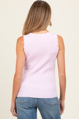 Pink Knit Scalloped Detail Maternity Tank Top