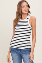 White/Black Striped Sleeveless Tank Top
