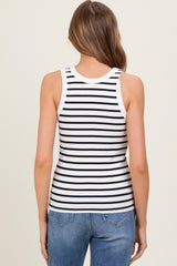White/Black Striped Sleeveless Tank Top