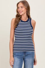 Navy/White Striped Sleeveless Tank Top