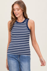 Navy/White Striped Sleeveless Tank Top