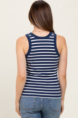 Navy/White Striped Sleeveless Maternity Tank Top