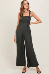 Olive Sleeveless Wide Leg Maternity Jumpsuit