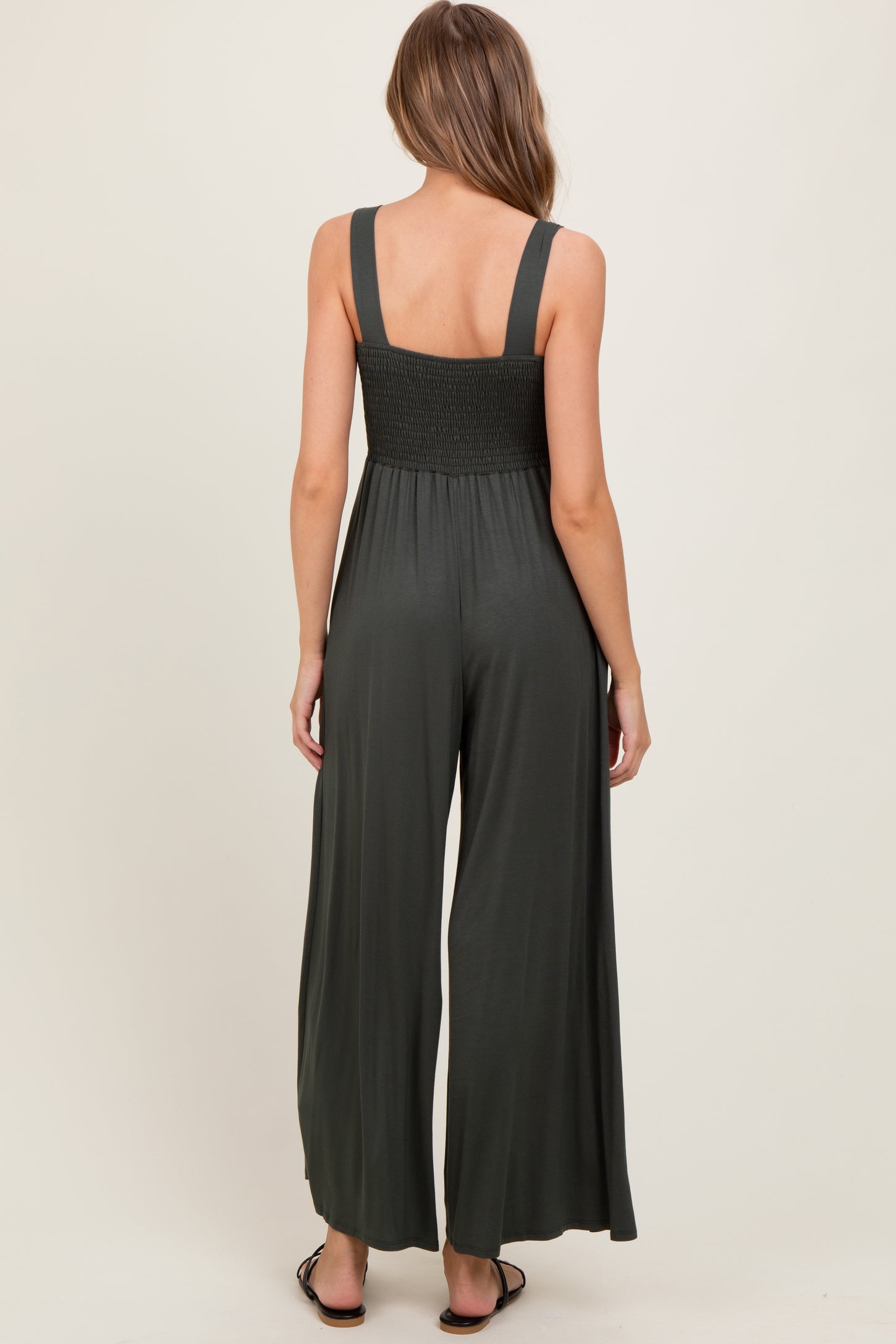 Olive Sleeveless Wide Leg Jumpsuit
