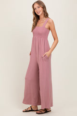 Mauve Sleeveless Wide Leg Jumpsuit