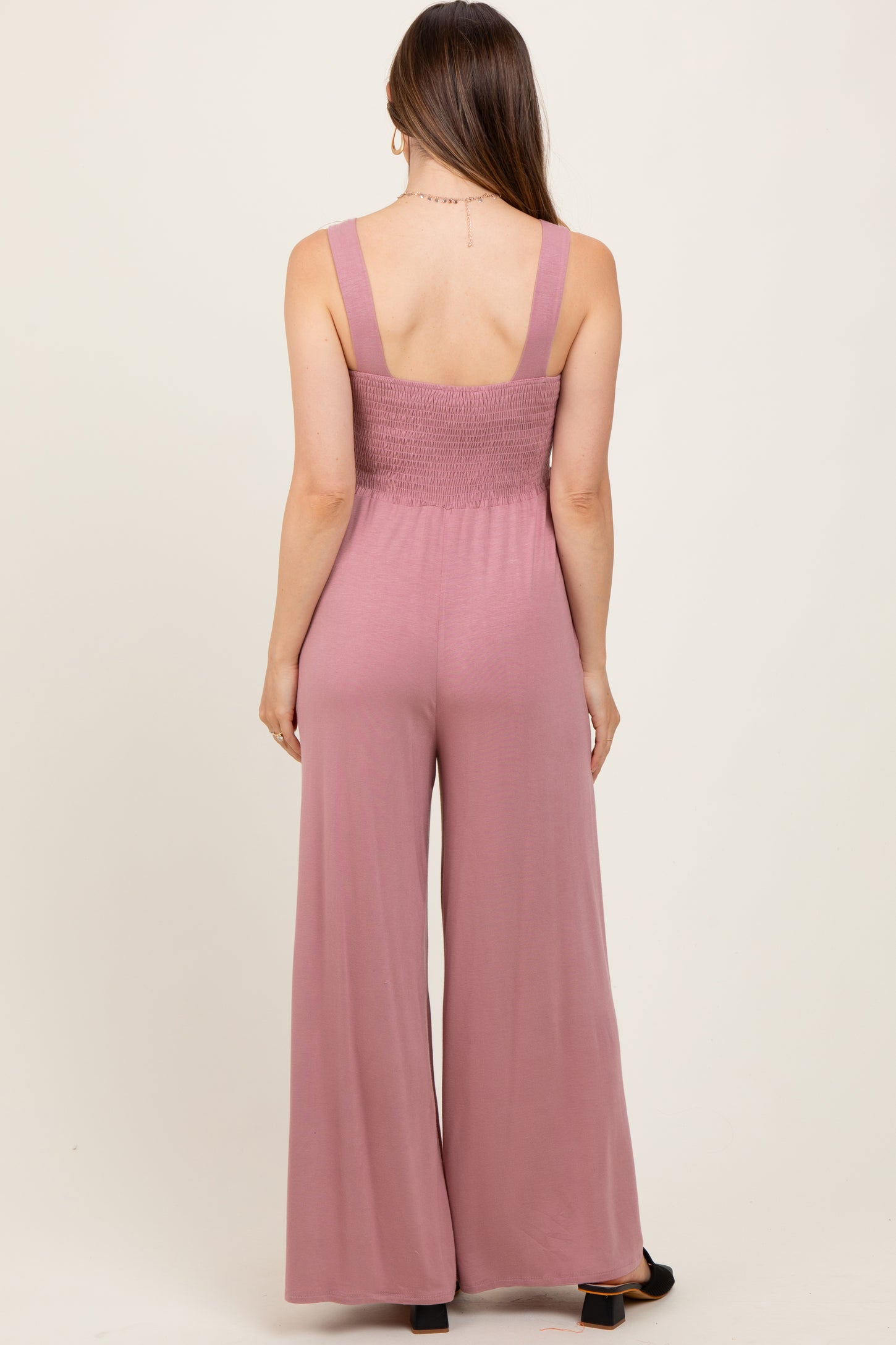 Mauve Sleeveless Wide Leg Maternity Jumpsuit