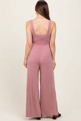 Mauve Sleeveless Wide Leg Maternity Jumpsuit