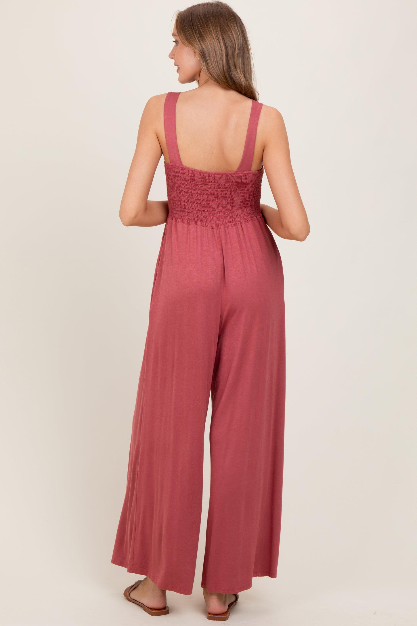 Pink Sleeveless Wide Leg Jumpsuit